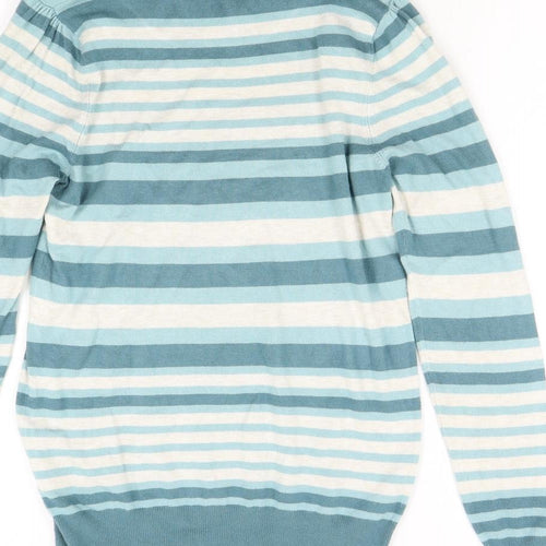 M&S Womens Green Striped Knit Pullover Jumper Size 10