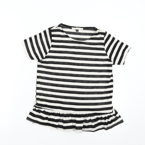 Blonde & Blonde Womens Multicoloured Striped  Basic T-Shirt Size 8