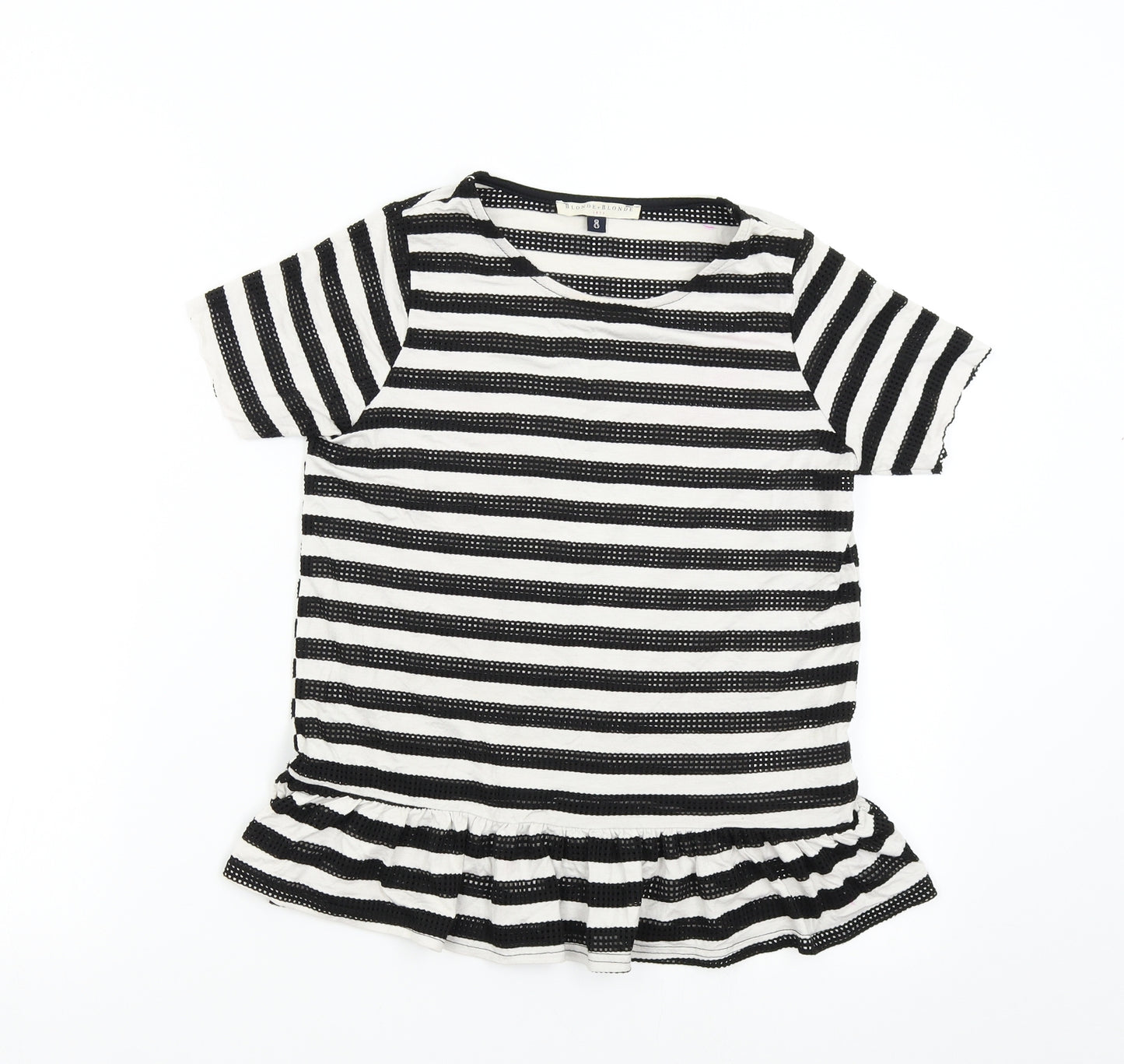 Blonde & Blonde Womens Multicoloured Striped  Basic T-Shirt Size 8
