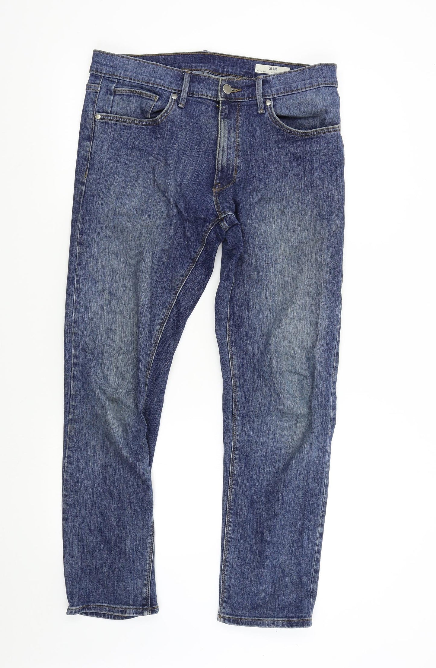 M&S Mens Blue  Denim Skinny Jeans Size 34 L31 in