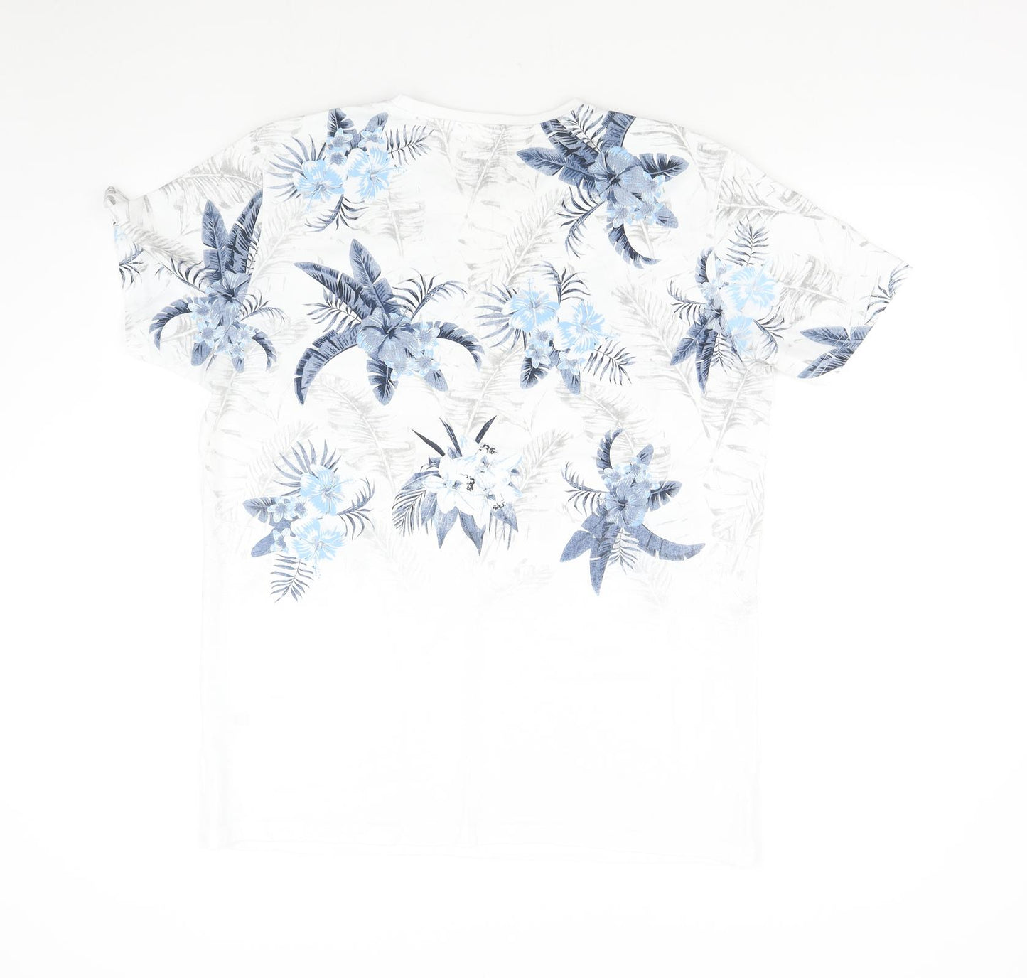 George Mens White Floral   T-Shirt Size L