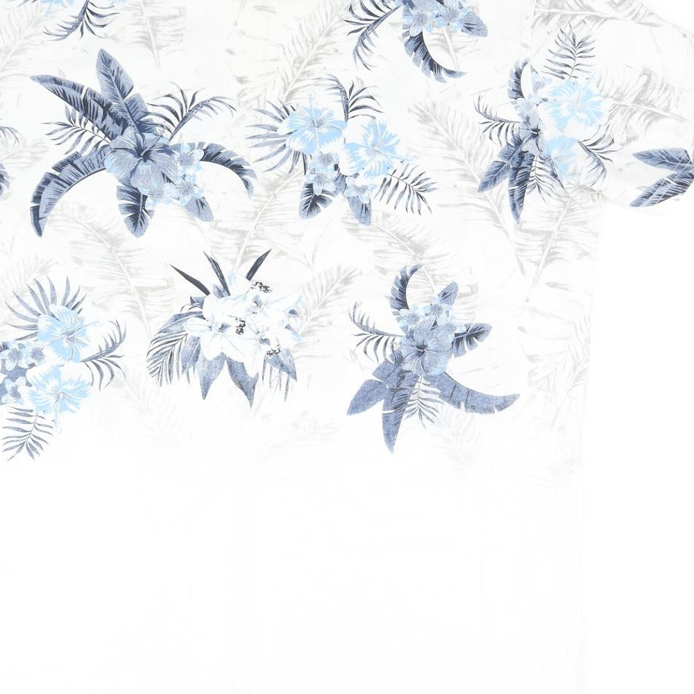 George Mens White Floral   T-Shirt Size L