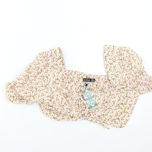 Boohoo Womens Pink Floral  Basic Blouse Size 12