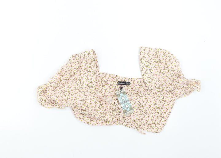 Boohoo Womens Pink Floral Basic Blouse Size 12