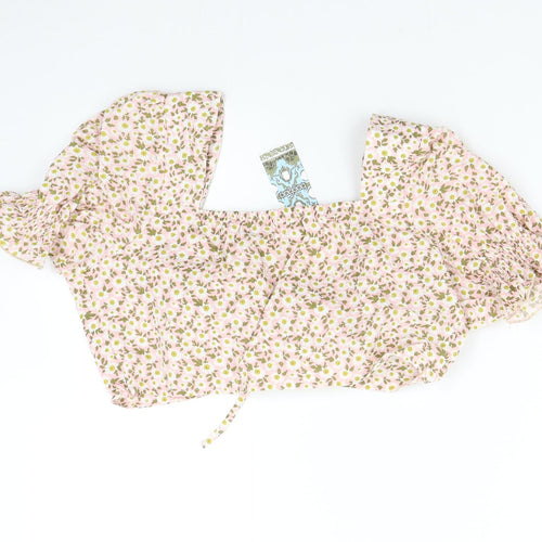 Boohoo Womens Pink Floral  Basic Blouse Size 12