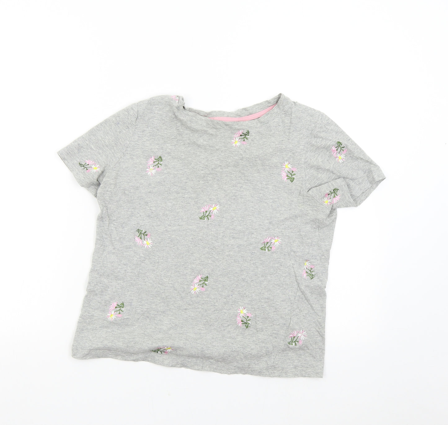 Oasis Womens Grey Floral  Basic T-Shirt Size S