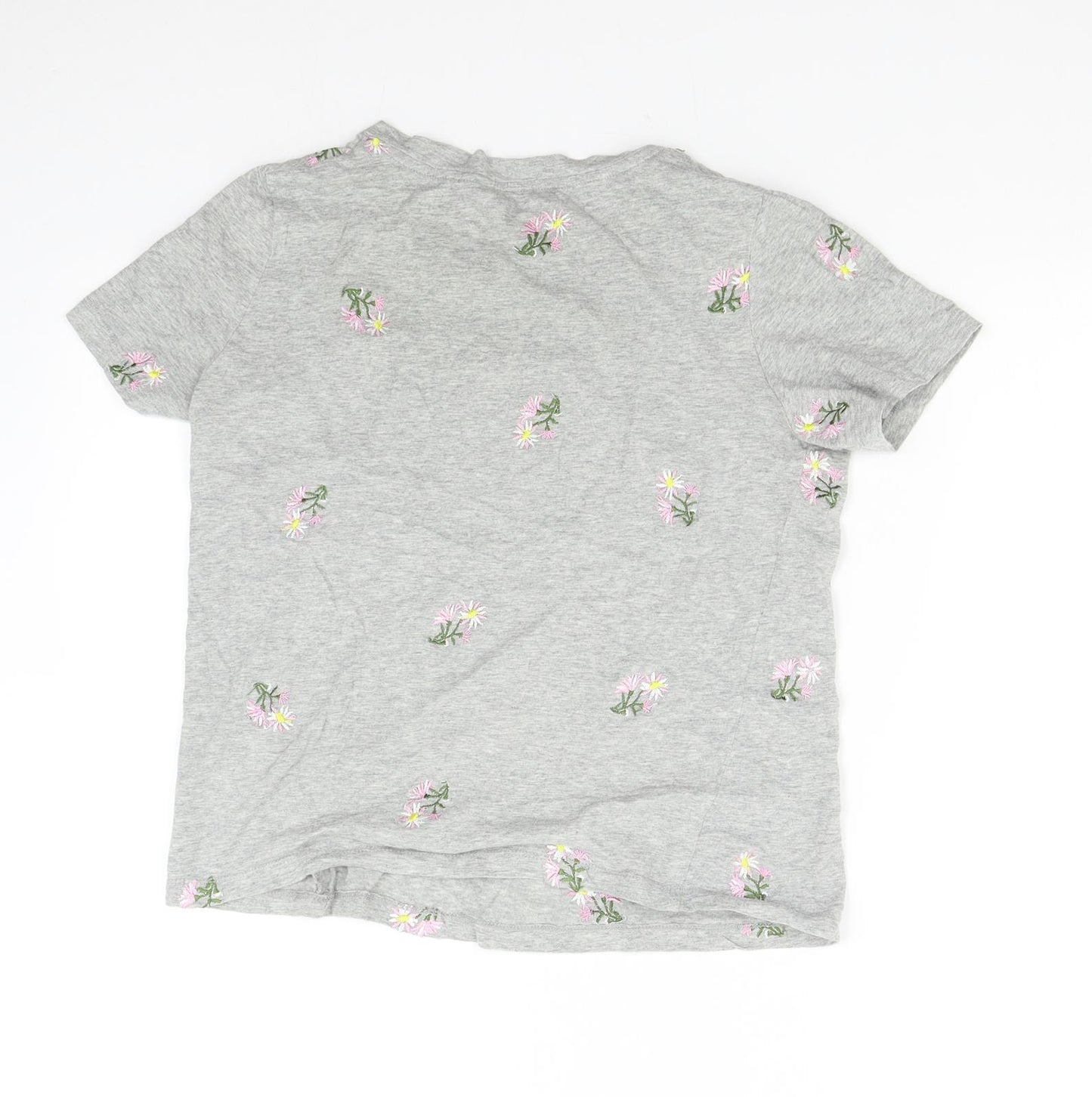 Oasis Womens Grey Floral  Basic T-Shirt Size S