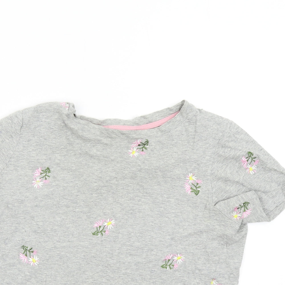 Oasis Womens Grey Floral  Basic T-Shirt Size S