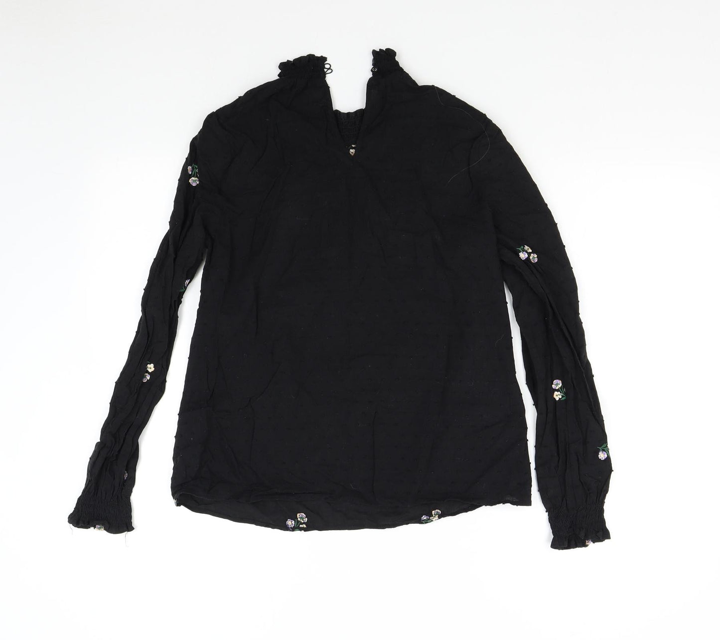 Oasis Womens Black Floral  Basic Blouse Size 10