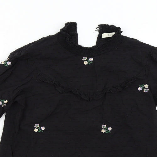Oasis Womens Black Floral  Basic Blouse Size 10