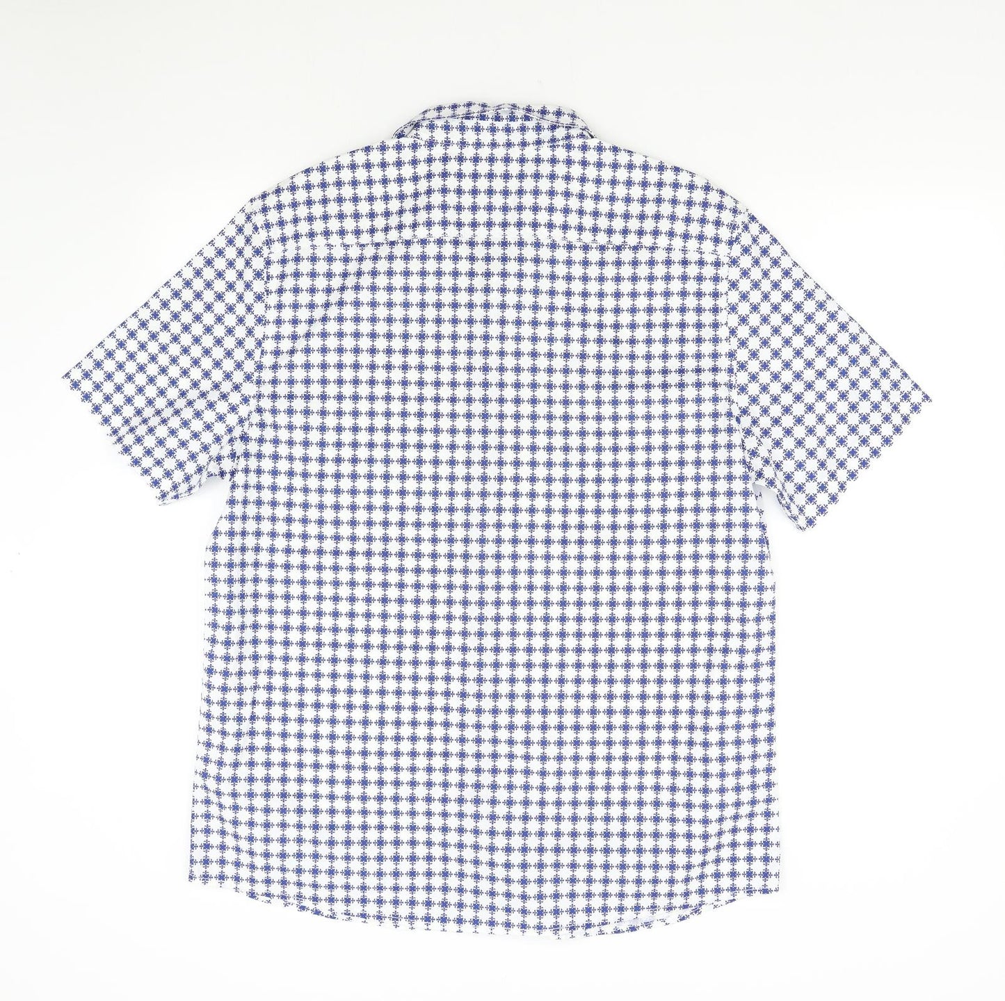 George Mens Blue Geometric   Button-Up Size L