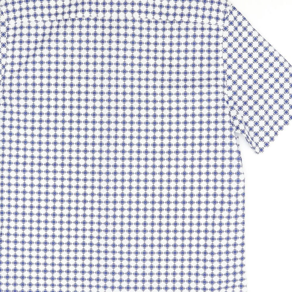 George Mens Blue Geometric   Button-Up Size L