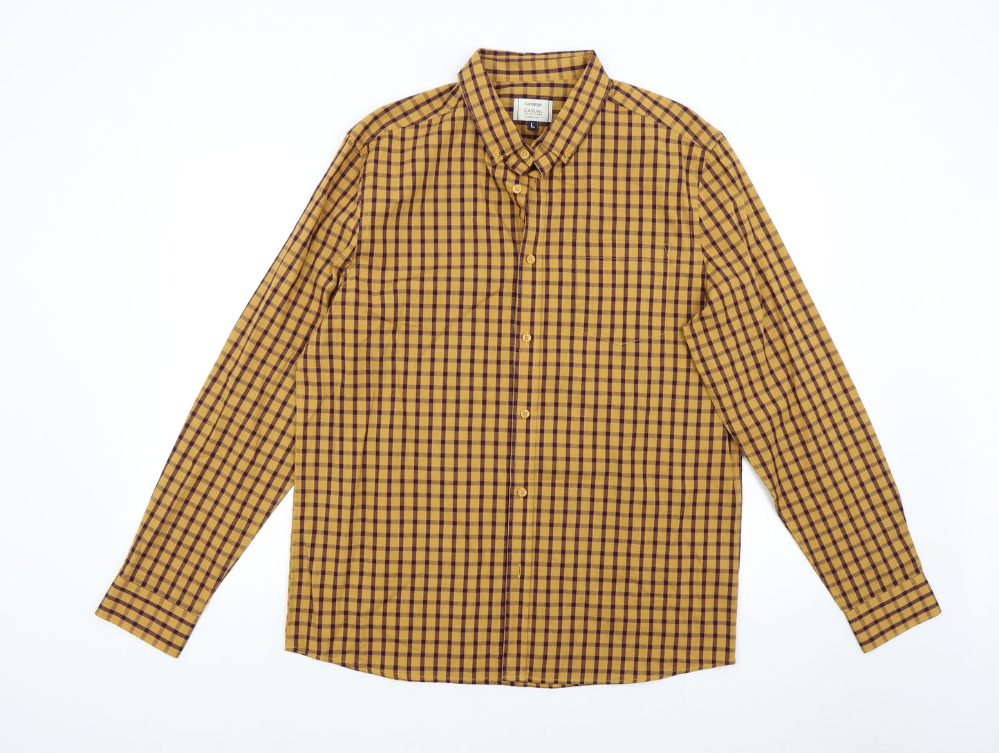 George Mens Multicoloured Check   Button-Up Size L