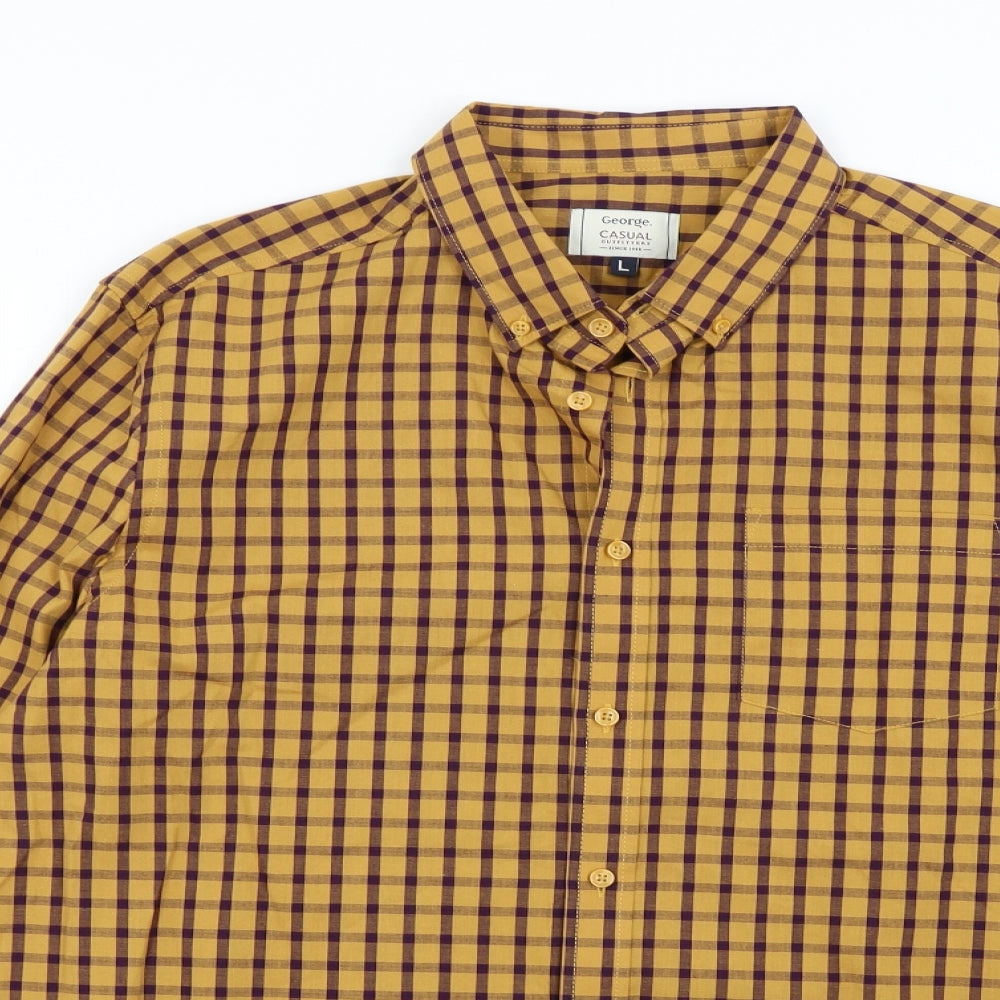 George Mens Multicoloured Check   Button-Up Size L