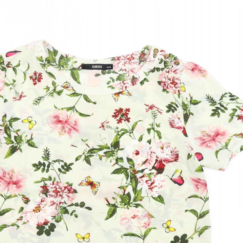 Oasis Womens Multicoloured Floral  Basic Blouse Size 8
