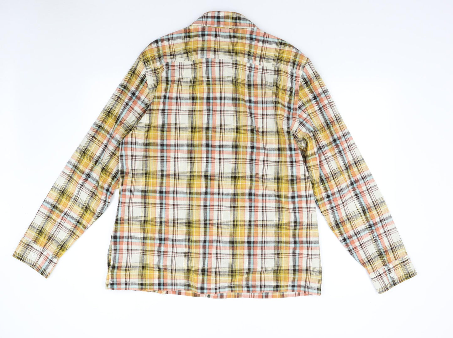 George Mens Yellow Check   Button-Up Size L
