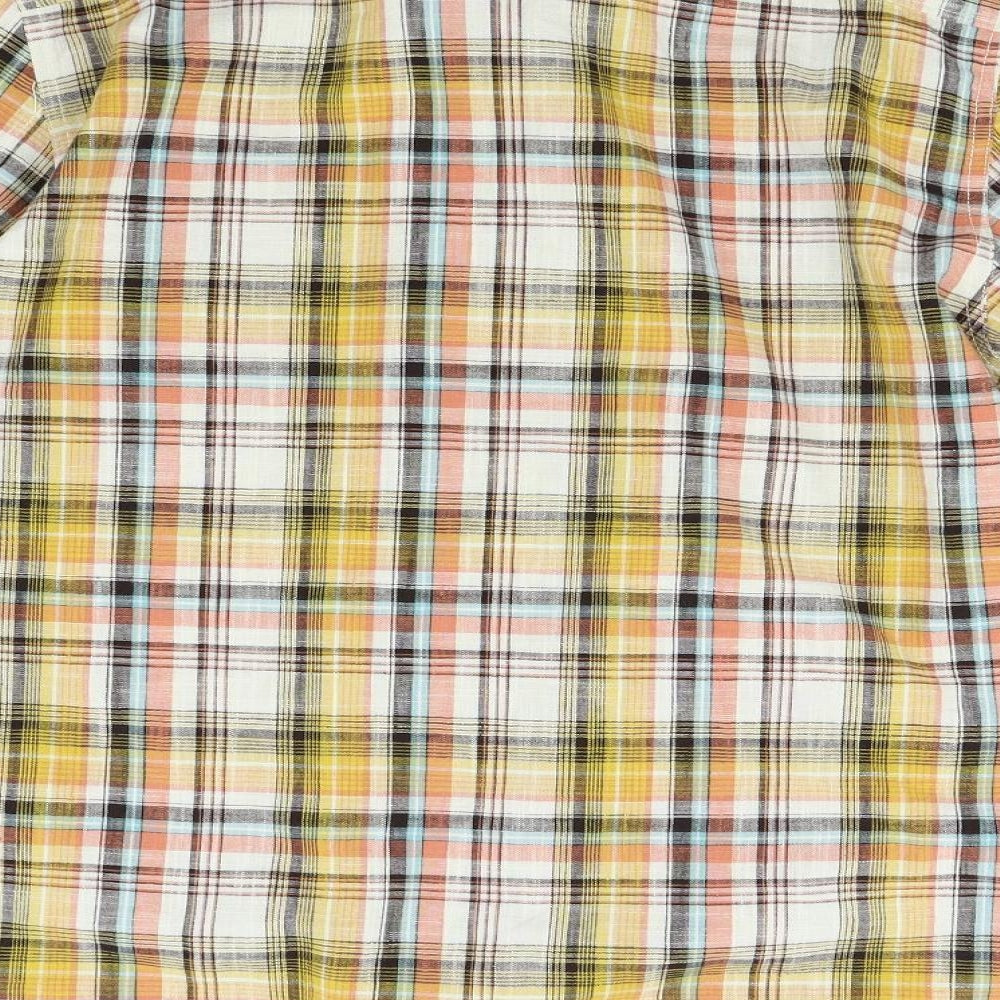 George Mens Yellow Check   Button-Up Size L