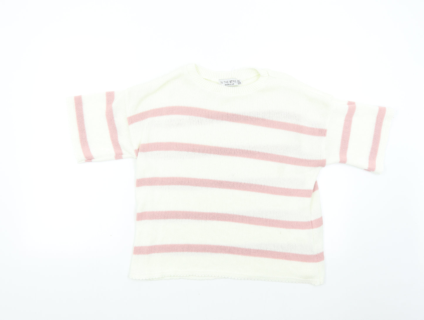 In the Style Womens Pink Striped Knit Pullover Jumper Size 8