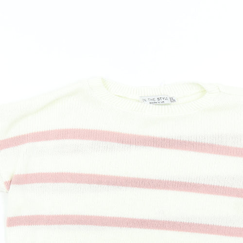 In the Style Womens Pink Striped Knit Pullover Jumper Size 8