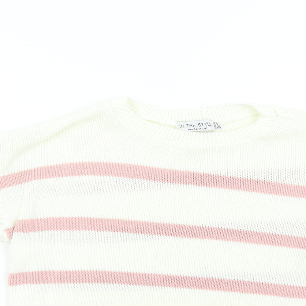 In the Style Womens Pink Striped Knit Pullover Jumper Size 8