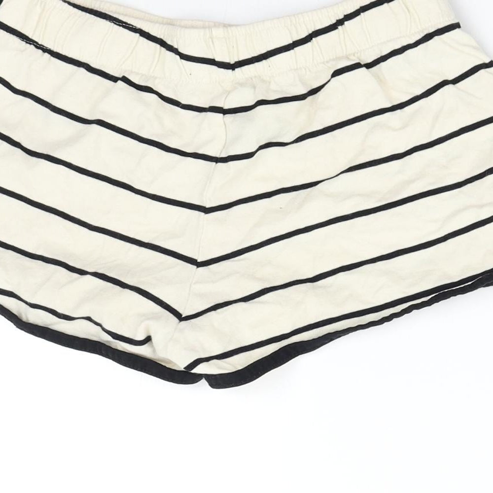 George Womens Beige Striped  Hot Pants Shorts Size 8