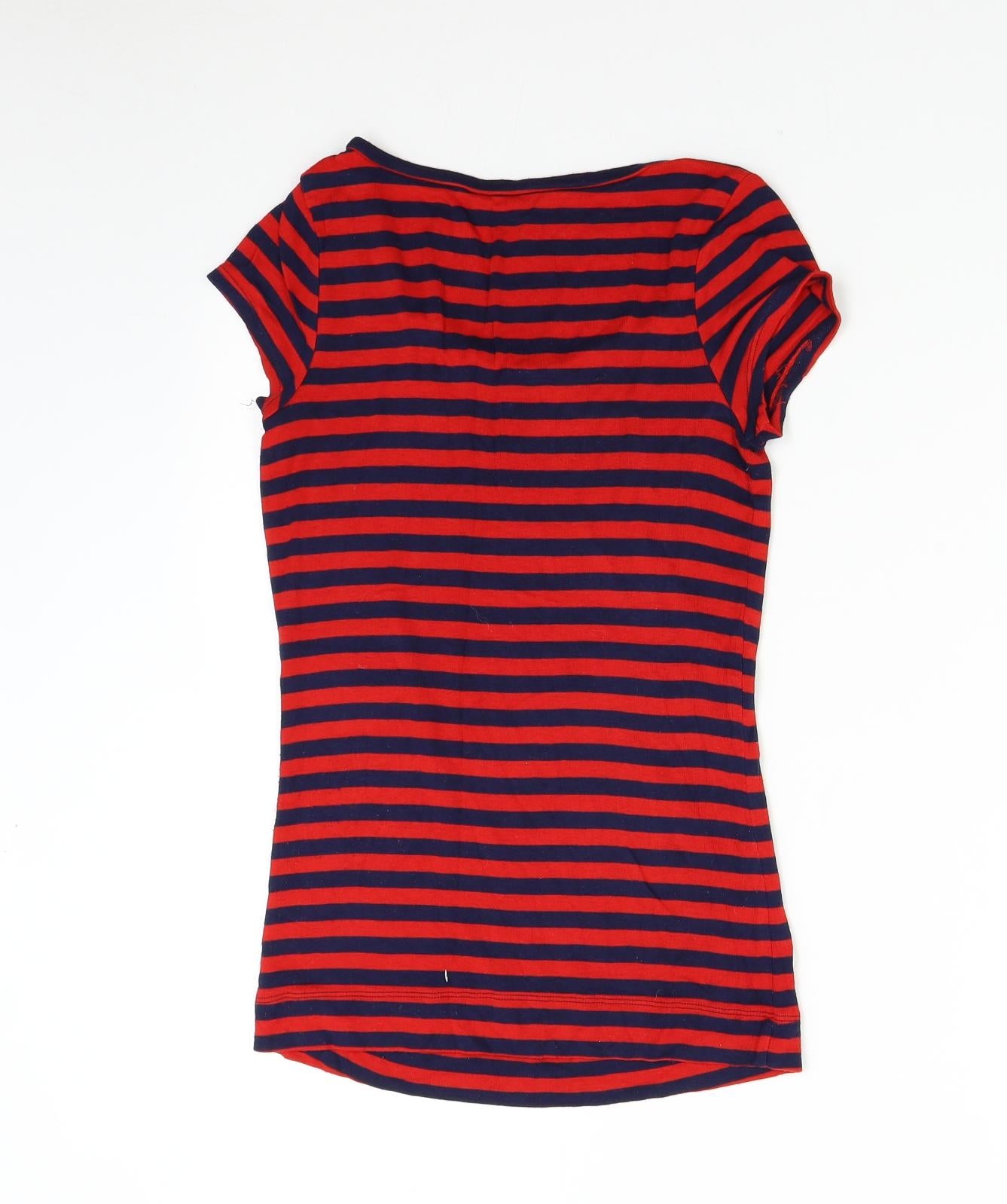 Preworn Womens Multicoloured Striped  Basic T-Shirt Size S
