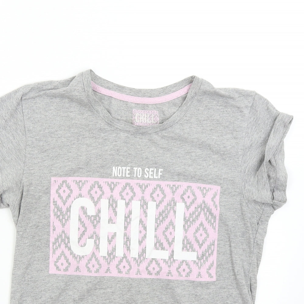 Primark Womens Grey Solid  Top Pyjama Top Size S