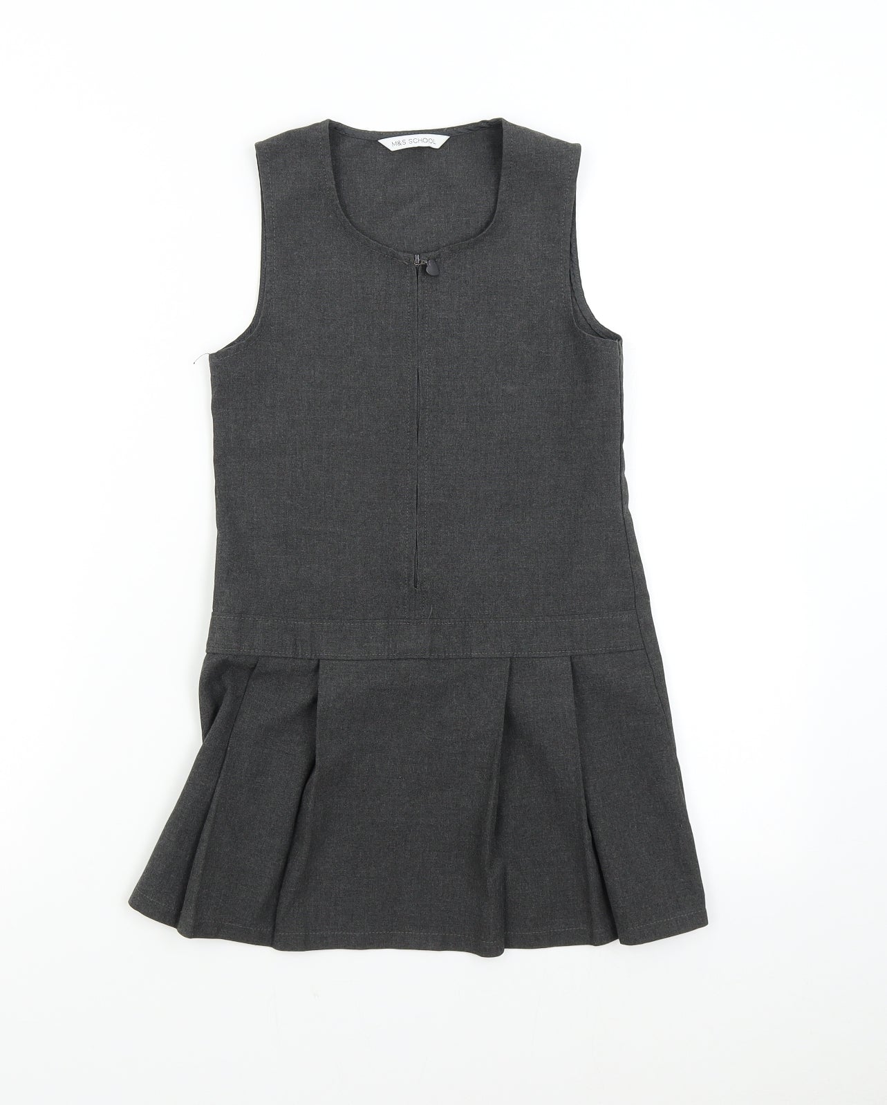 M&S School Girls Grey   Pinafore/Dungaree Dress  Size 6-7 Years