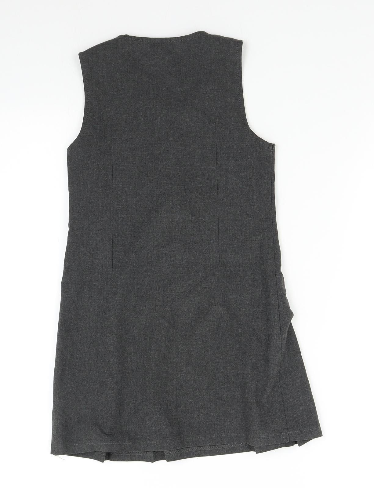M&S School Girls Grey   Pinafore/Dungaree Dress  Size 6-7 Years
