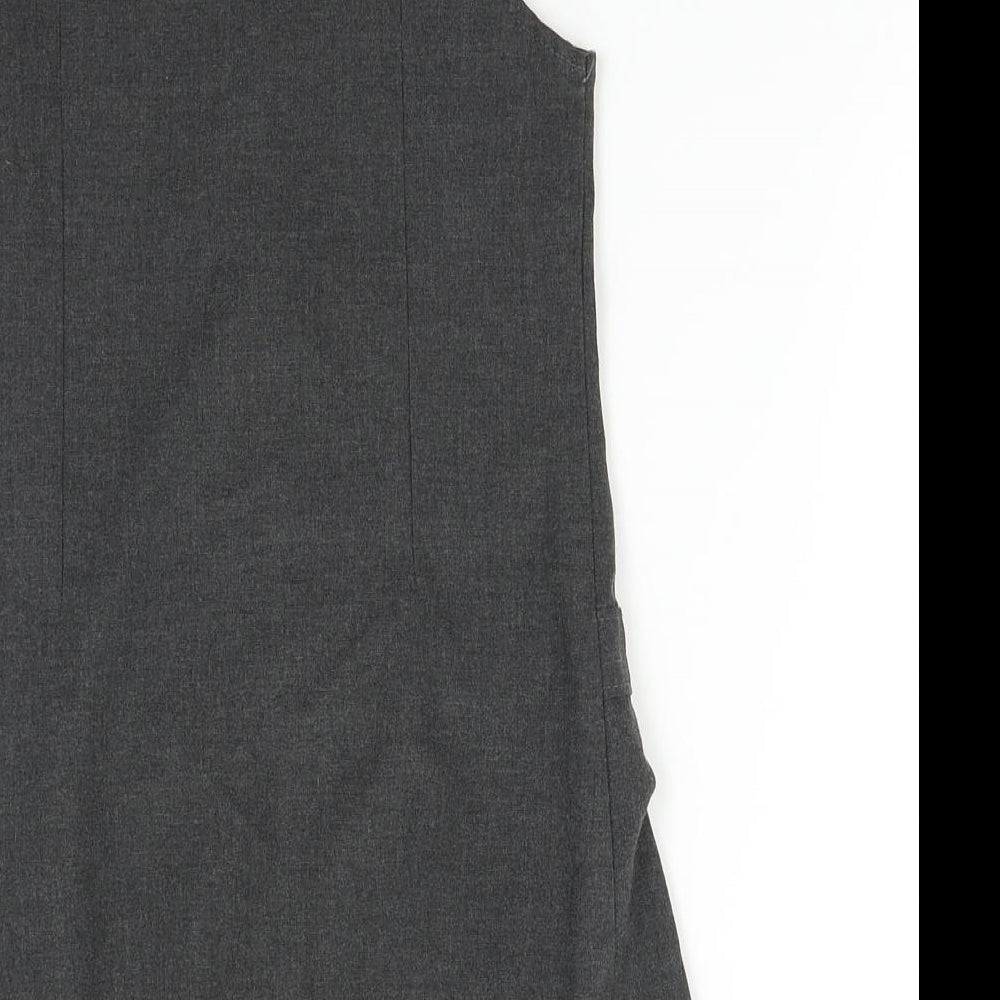 M&S School Girls Grey   Pinafore/Dungaree Dress  Size 6-7 Years