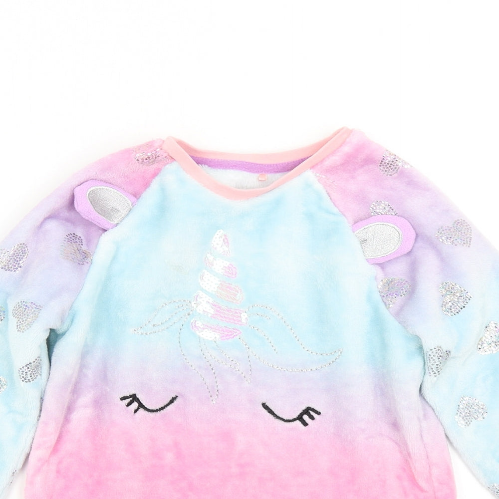 George Girls Multicoloured Solid Fleece Top Pyjama Top Size 9-10 Years  - Unicorn