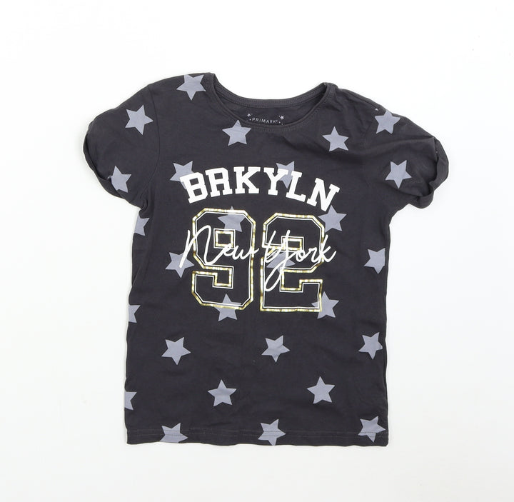 Primark Girls Black Basic T-Shirt Size 9-10 Years - Stars NYC