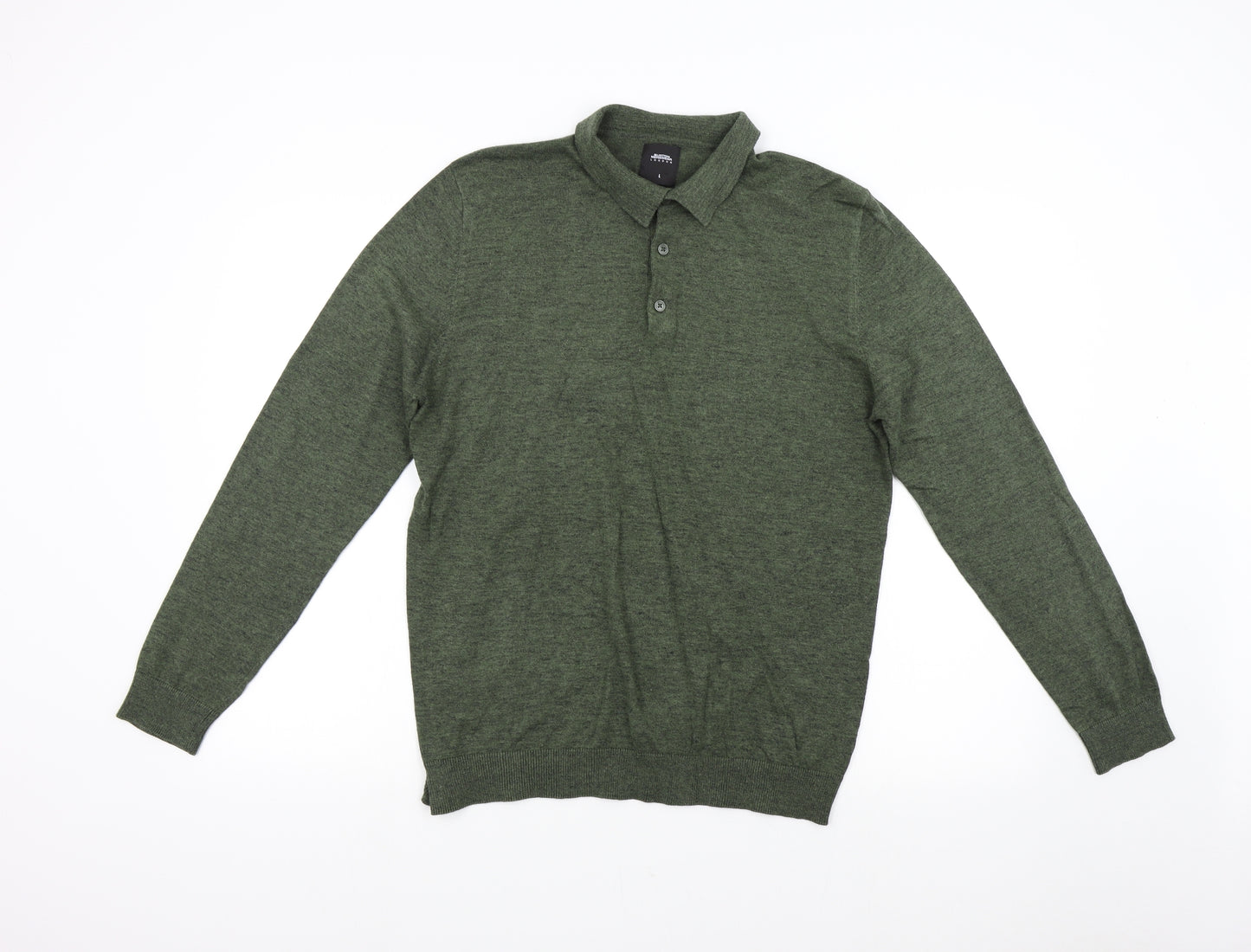 Burton Mens Green  Knit Henley Jumper Size L