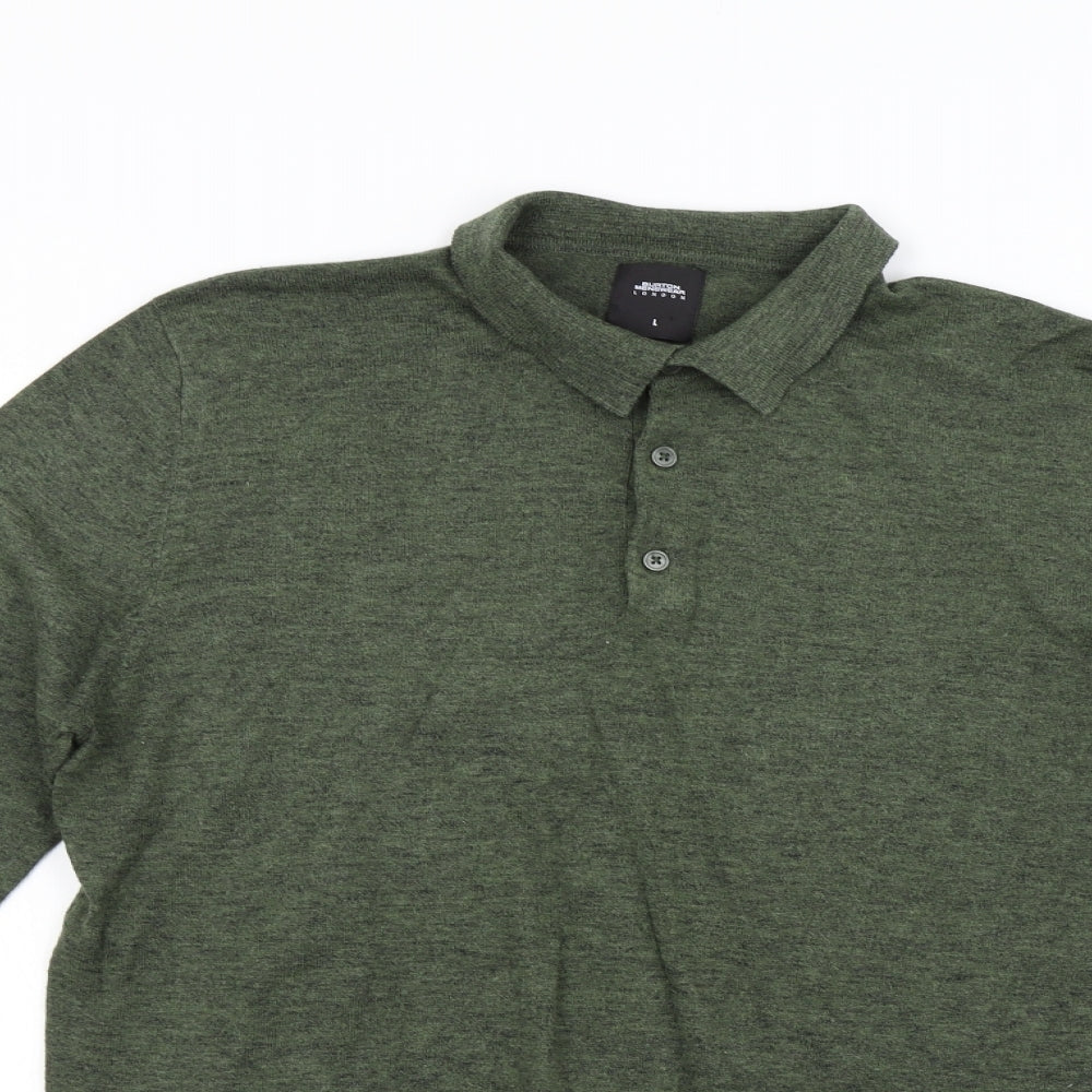 Burton Mens Green  Knit Henley Jumper Size L