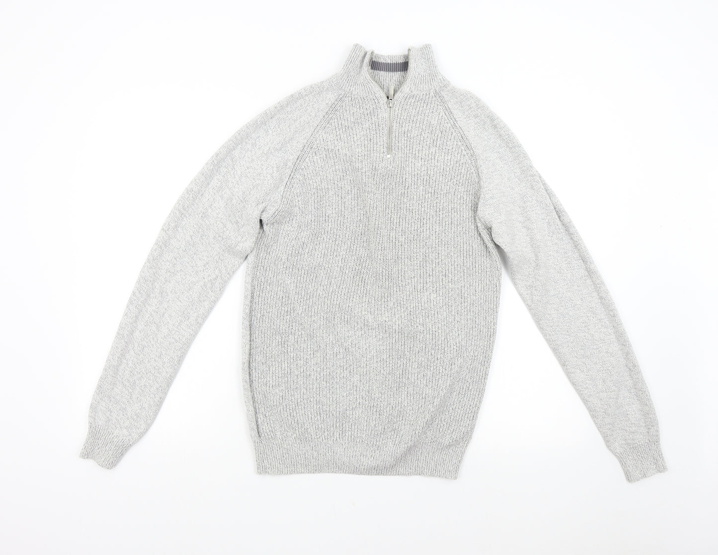 George Mens Grey  Knit Henley Jumper Size M