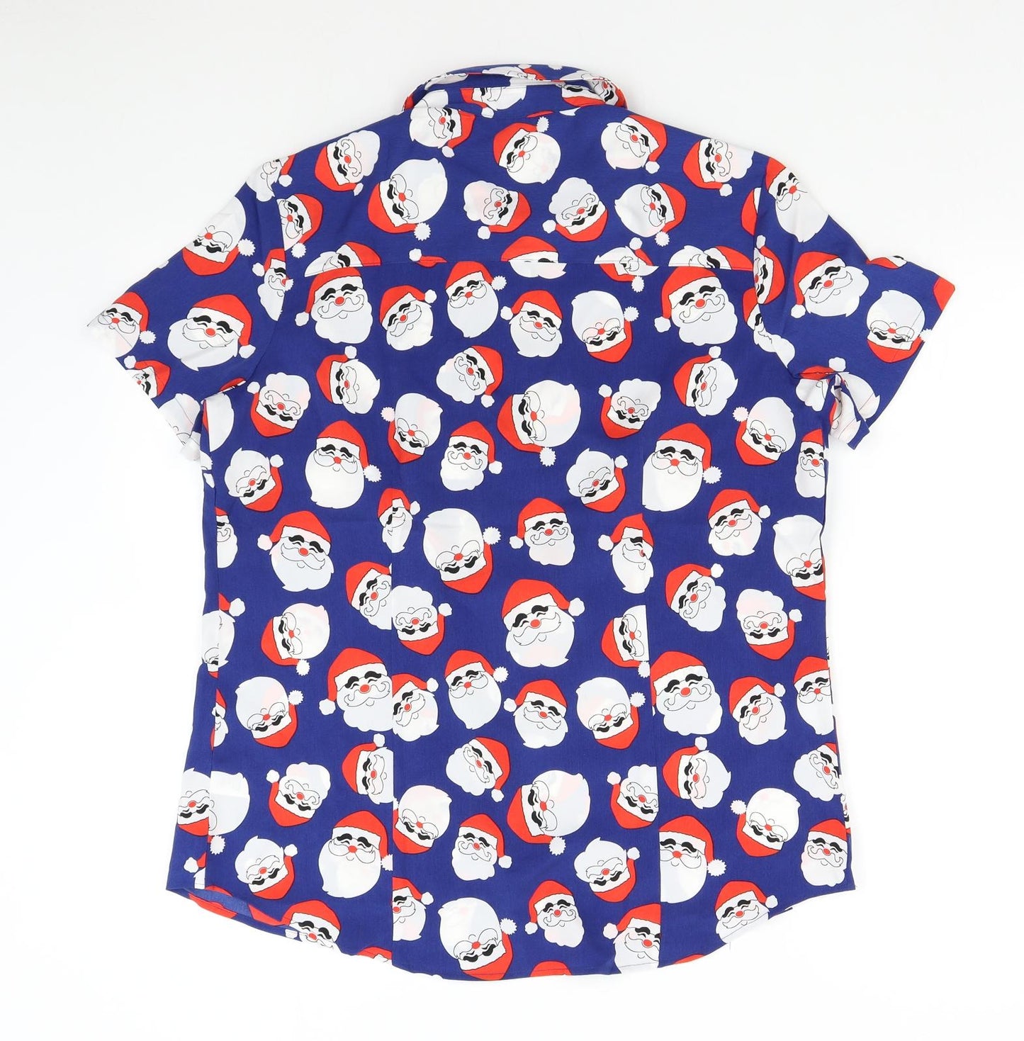 F&F Womens Blue   Basic Button-Up Size 14  - Christmas Santa