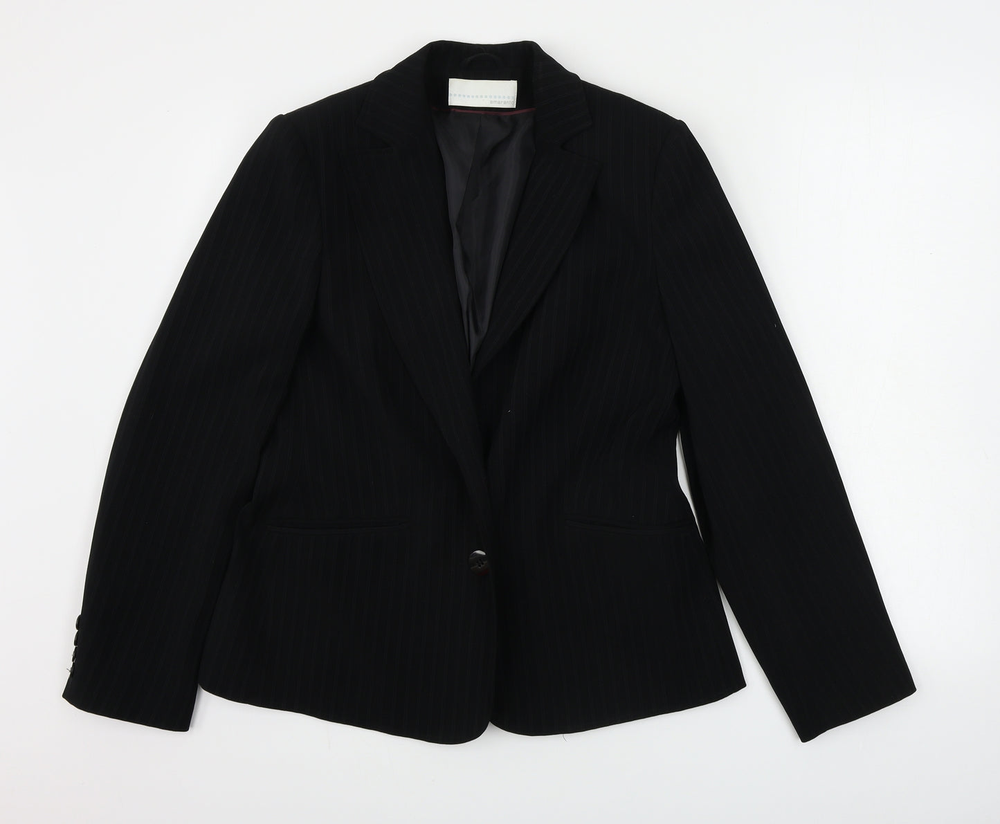 AMARANTO  Womens Black Striped  Jacket Blazer Size 12