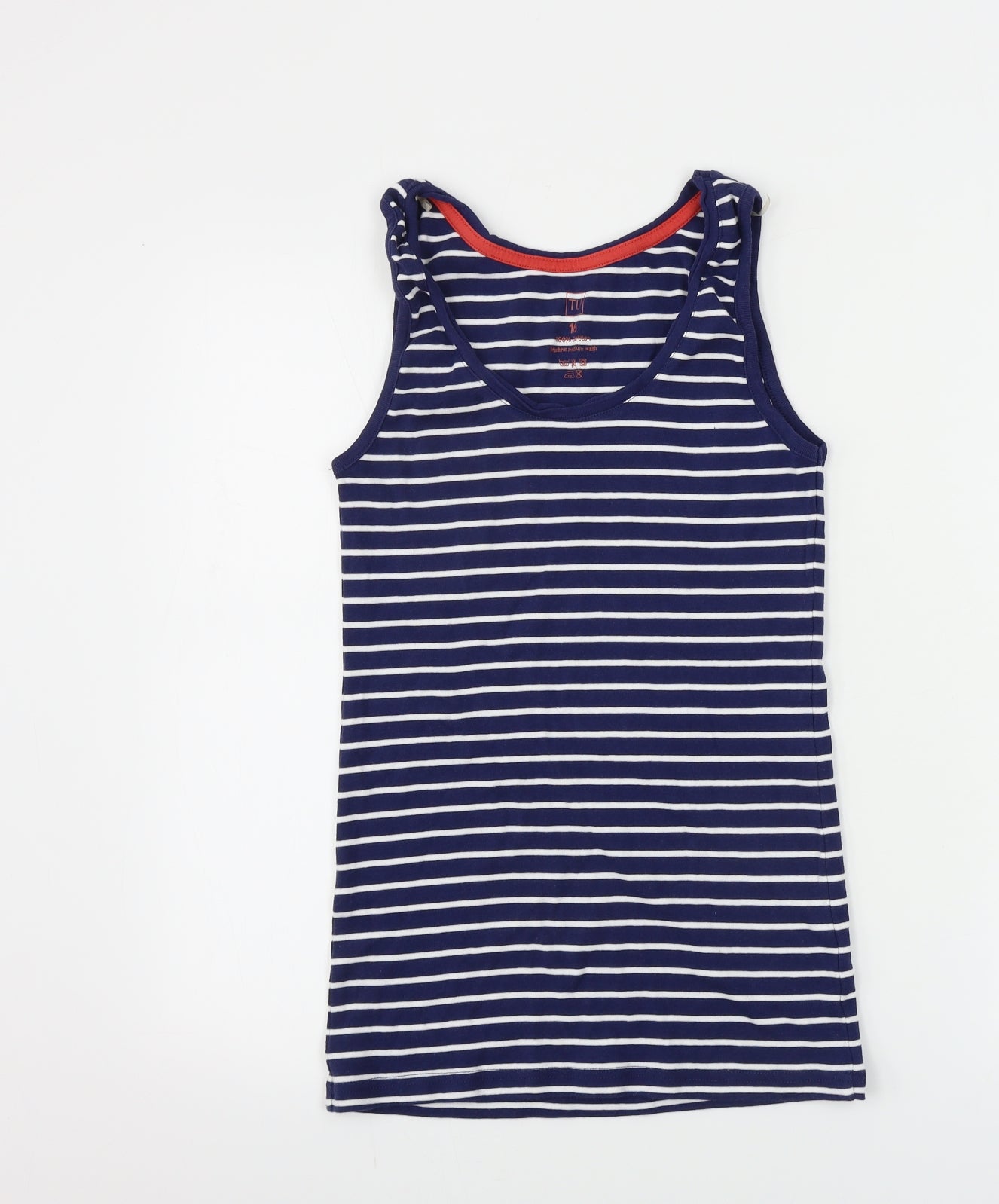 TU Womens Blue Striped  Basic Tank Size 16