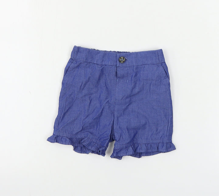 Marks and Spencer Girls Blue   Cargo Trousers Size 9-12 Months