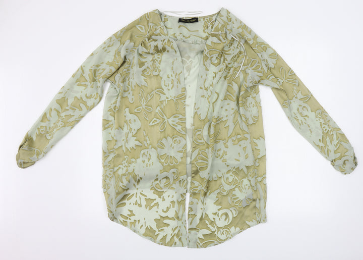 Miss Selfridge Womens Green Floral Cardigan Jumper Size 8
