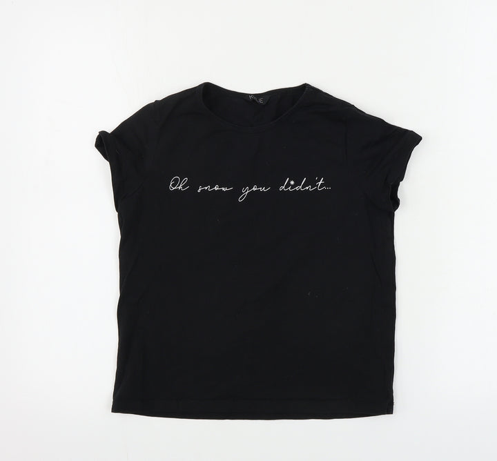 M&Co Girls Black   Basic T-Shirt Size 12 Years