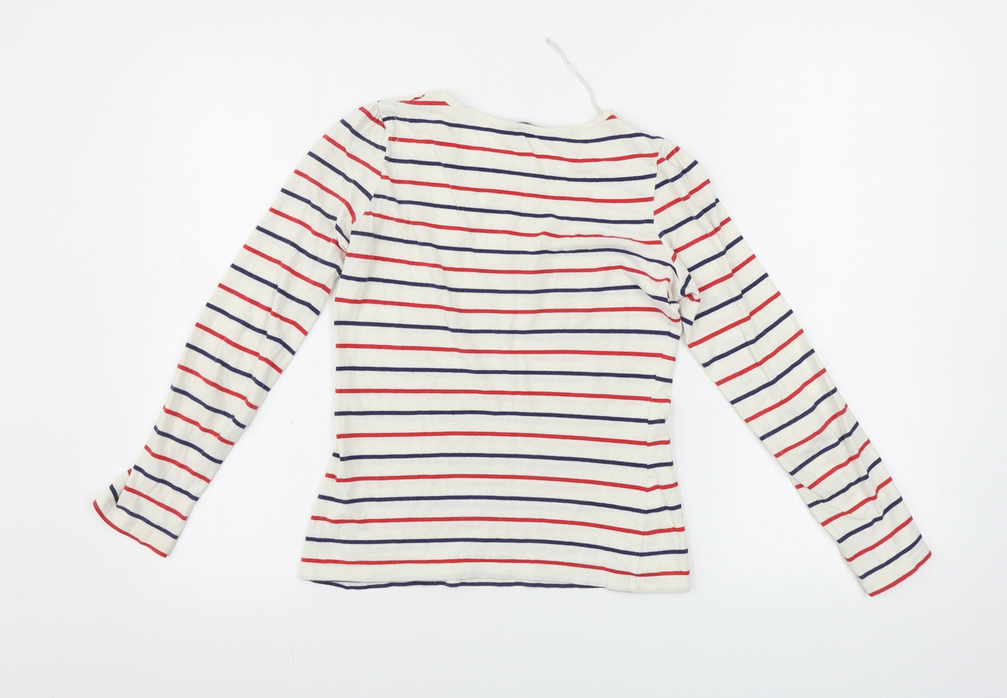 George  Girls White Striped  Basic T-Shirt Size 10-11 Years