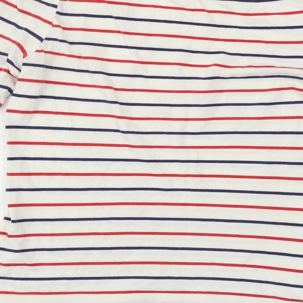 George  Girls White Striped  Basic T-Shirt Size 10-11 Years