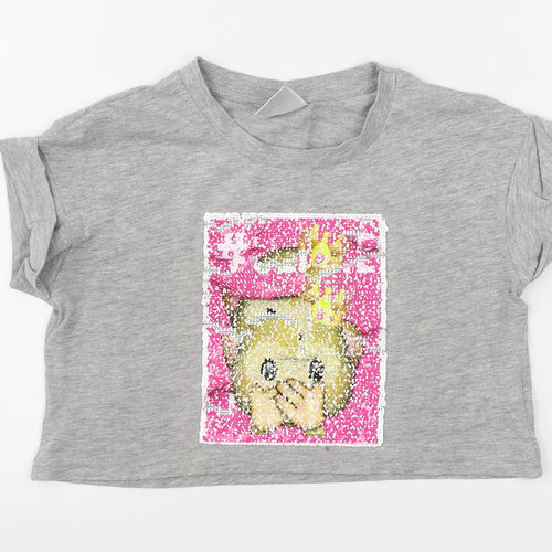 YD Girls Grey   Cropped T-Shirt Size 10-11 Years