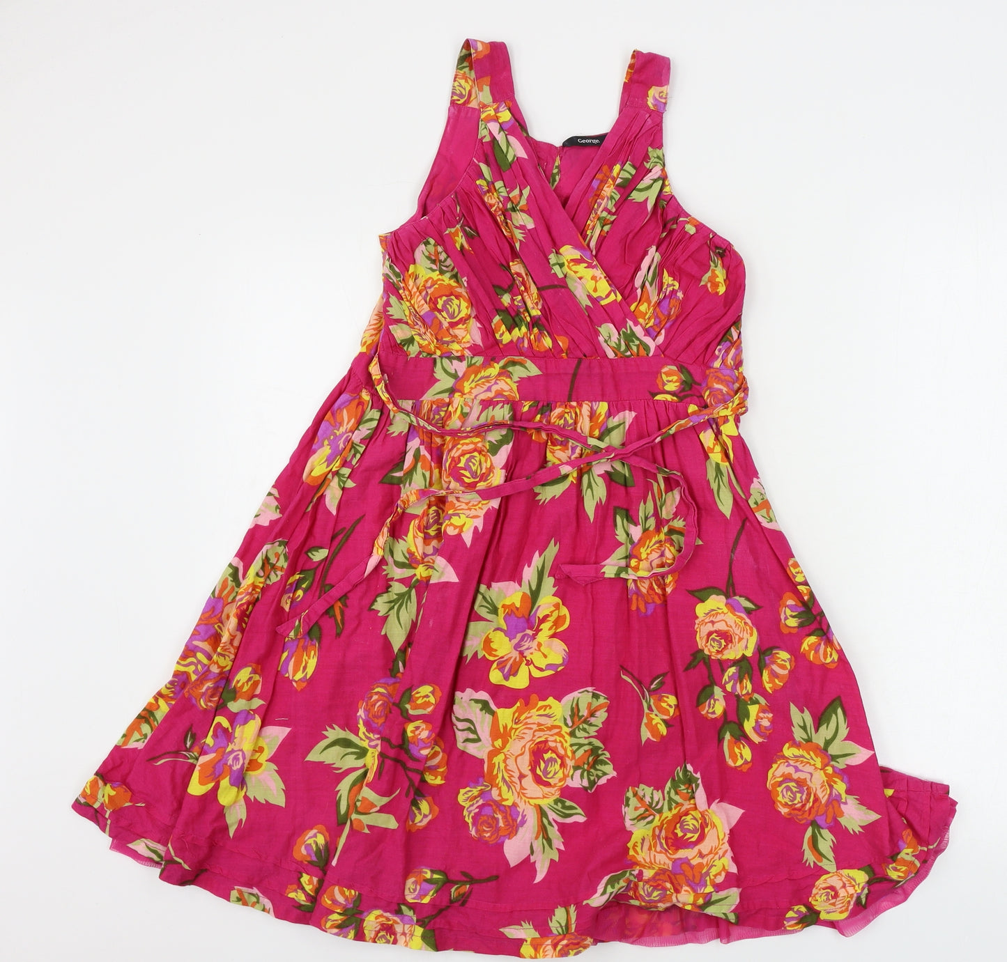 George  Girls Pink Floral  A-Line  Size 9-10 Years