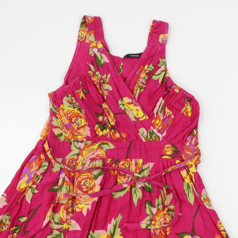 George  Girls Pink Floral  A-Line  Size 9-10 Years