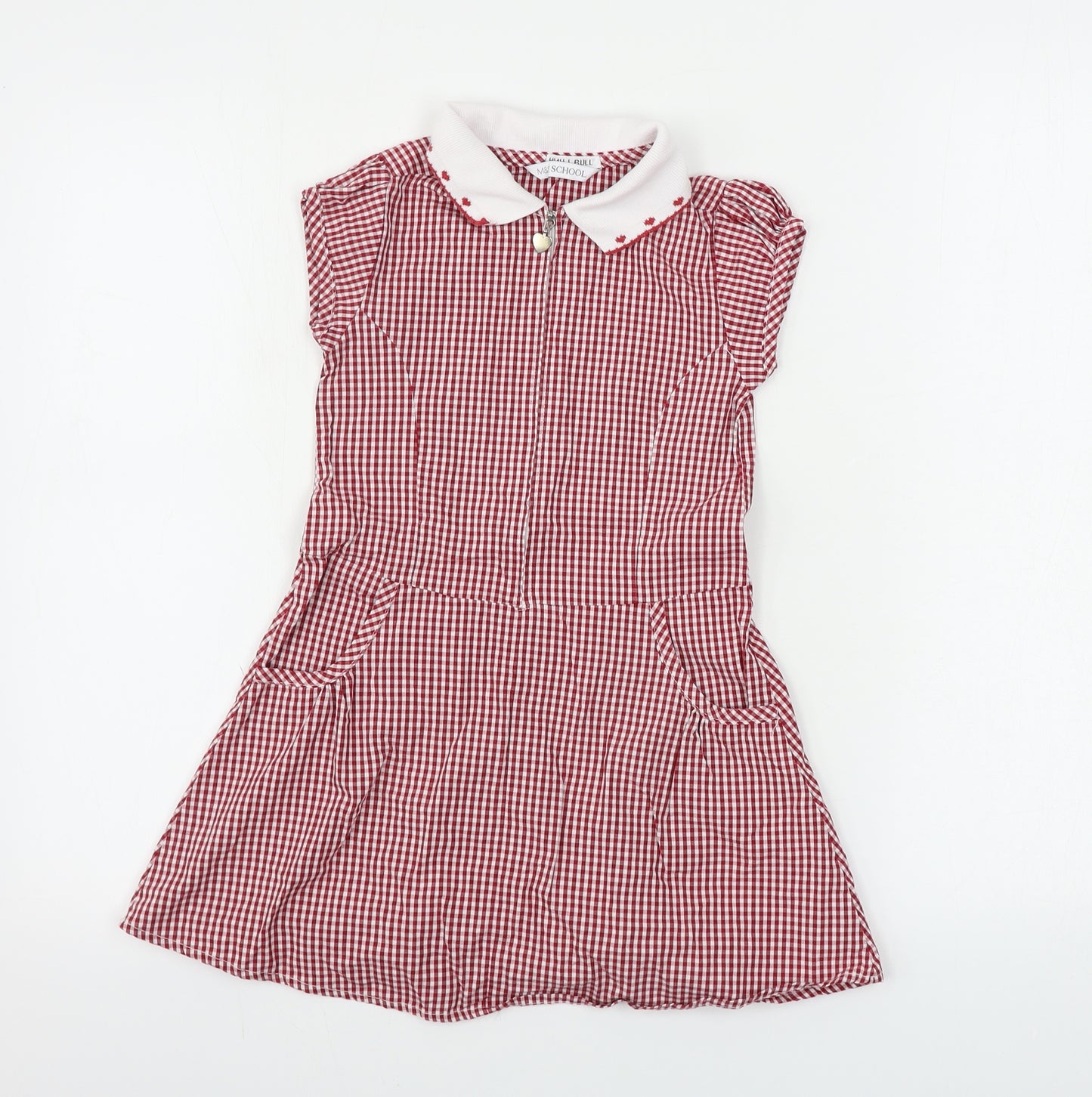 Marks and Spencer  Girls Red Check  A-Line  Size 3-4 Years