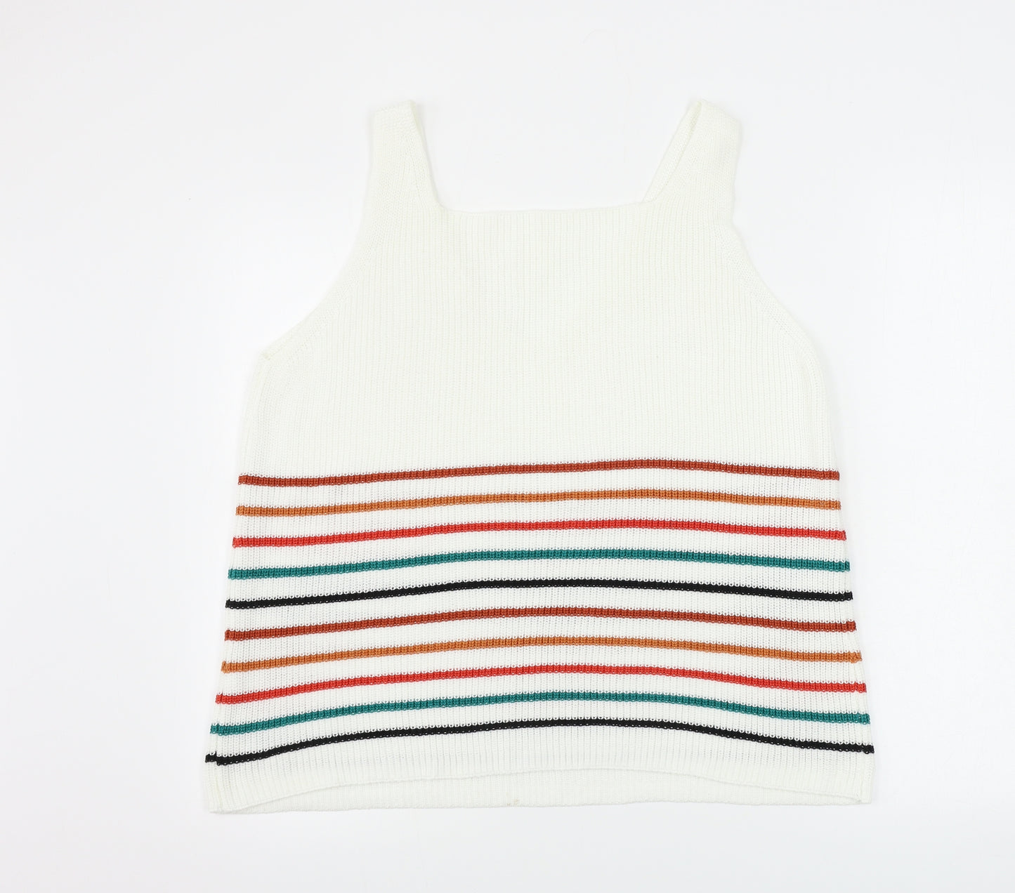 Preworn  Womens White Striped  Pullover Jumper Size XL