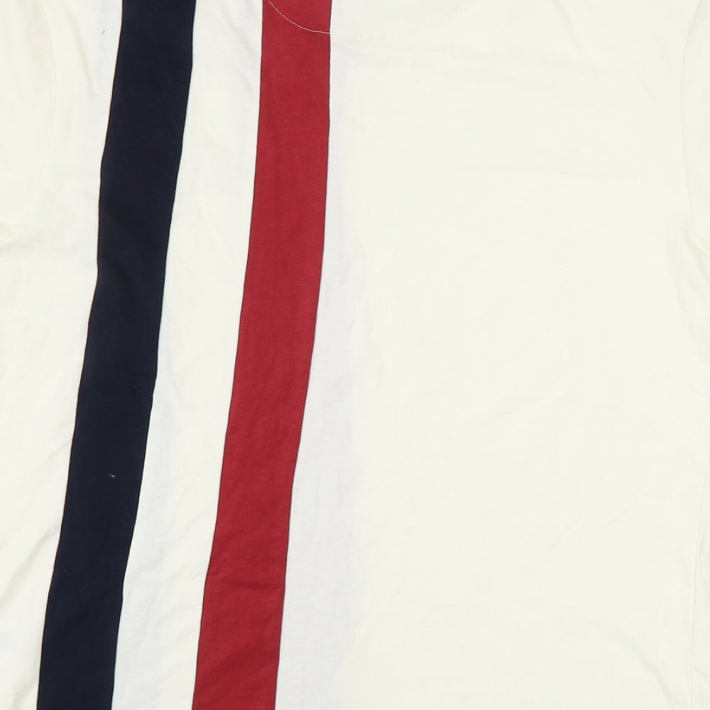 Trojan Mens Beige Striped   T-Shirt Size L