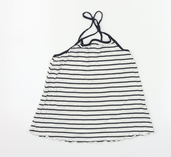 H&M  Girls White Striped  Basic T-Shirt Size 8-9 Years